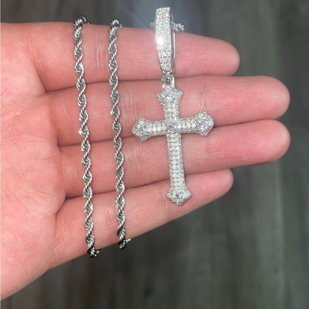 Diamond cross necklace certified lab grown Moissanite